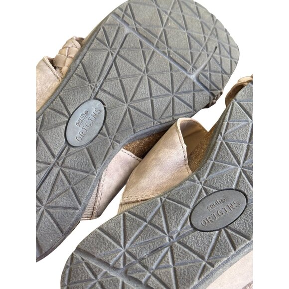 Earth Origins Onida Taupe Suede Braided Leather Sandals Size 10 Comfort Boho - Picture 9 of 9